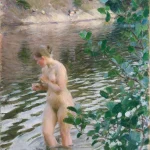 'Espiando el baño' desnudo de Anders Zorn