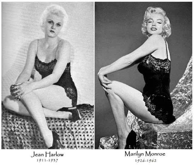 Jean-Harlow-y-Marilyn-Monroe-frente-a-frente-6 Ecos de platino: Marilyn Monroe y la sombra rutilante de Jean Harlow