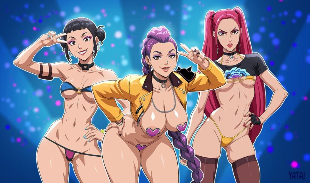 6929167-KPop_Demon_Hunters-Mira-Rumi-Yatagarasunopen-Zoey-1024x604 Las guerreras K-Pop desnudas al poder: sudor, látex y gemidos en estéreo